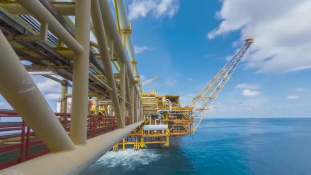 Time Lapse Yellow Centre Processing Platform Oil Gas Middle South — Stok Video