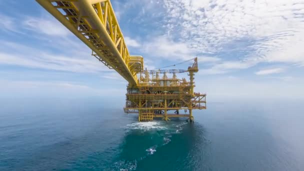 Lapso Tempo Plataforma Processamento Amarelo Petróleo Gás Meio Mar Sul — Vídeo de Stock
