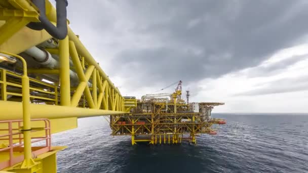 Time Lapse Oil Gas Platform Middle South China Helicopter Landing — Vídeos de Stock