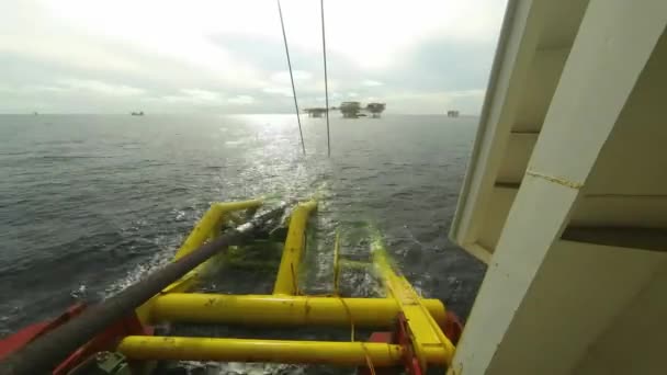 Time Lapse of Laying Down Pipeline at Offshore — Stock Video