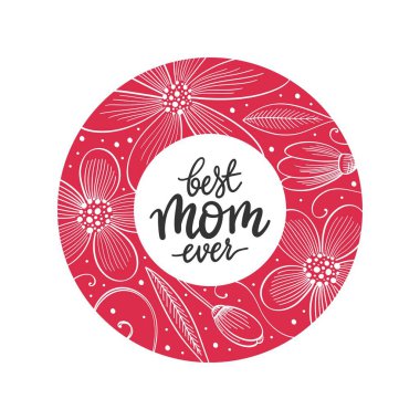 Anneler Günü için çiçek süsü ve hediye kartları için harflerle çizilmiş nazik vektör el çizimi, hediyeler