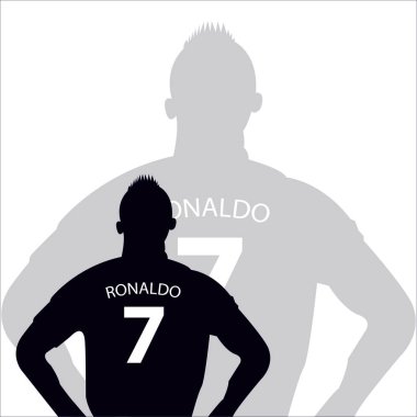 Cristiano Ronaldo vektör siluet siyah sürüm, vektör, dergi, haber, web, koleksiyon ve benzeri için kullanılabilir