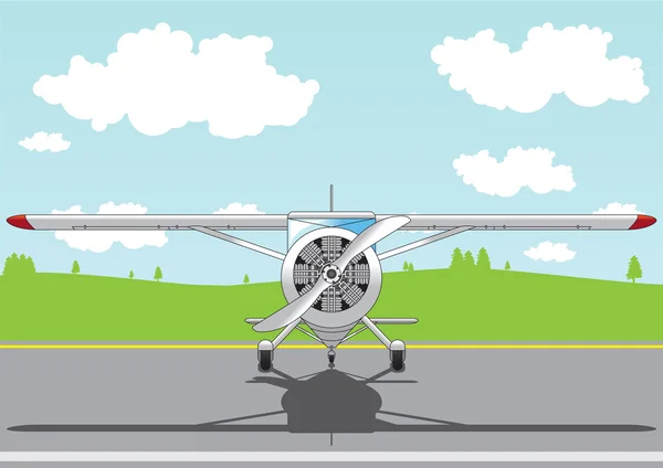 Cartoon airplane on airfield — Stock Vector