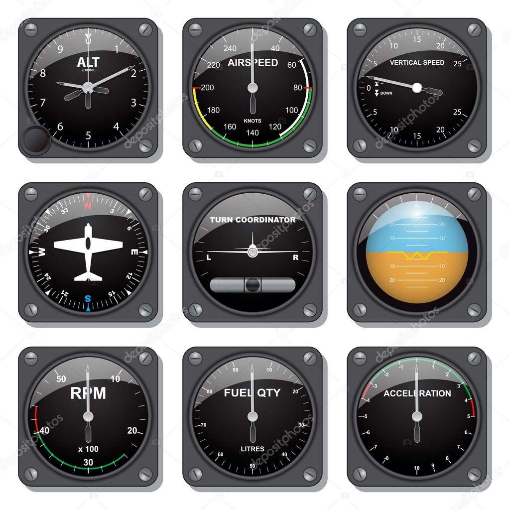 Aircraft gauges set