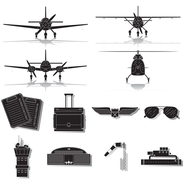 Conjunto de iconos de aviación — Archivo Imágenes Vectoriales