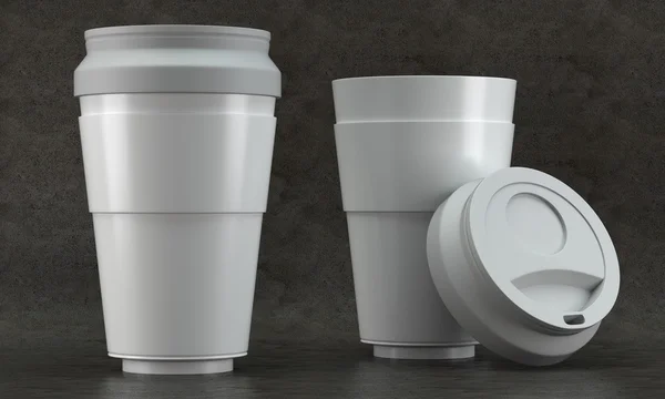 Beton zemin üzerine beyaz kahve Kupası örnekler