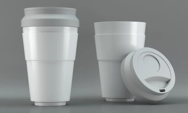 Witte koffie beker testmodellen op lichte achtergrond — Stockfoto