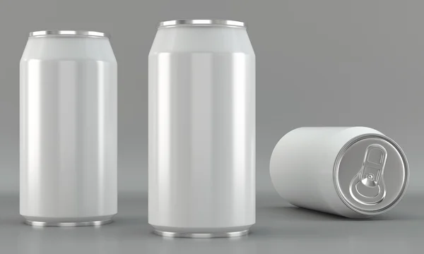 White beverage can mockups on bright background — Stock Photo, Image