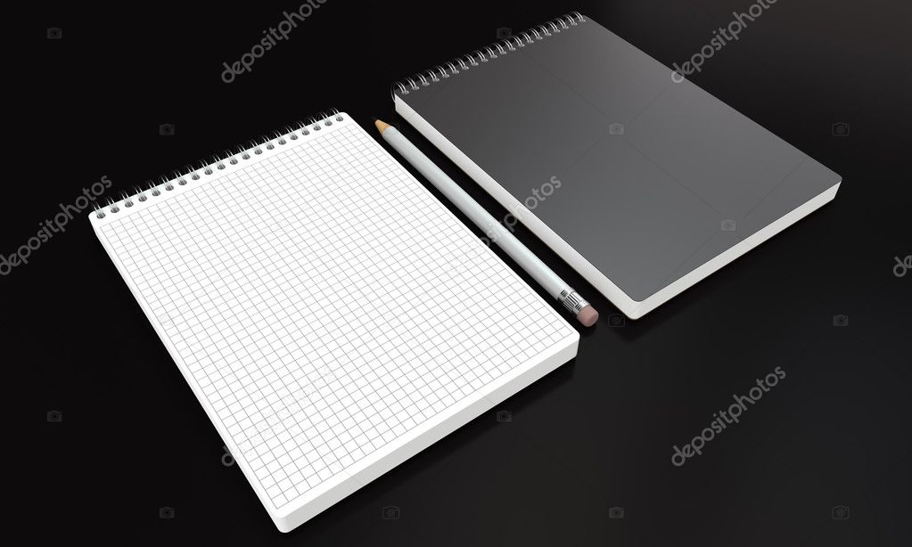 notebook mockups on dark background