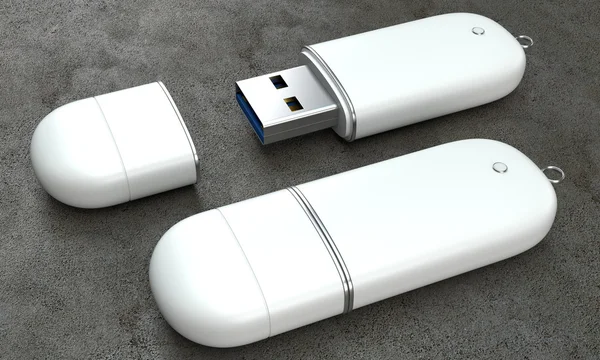 Mockup pendrive bulat di latar belakang beton — Stok Foto