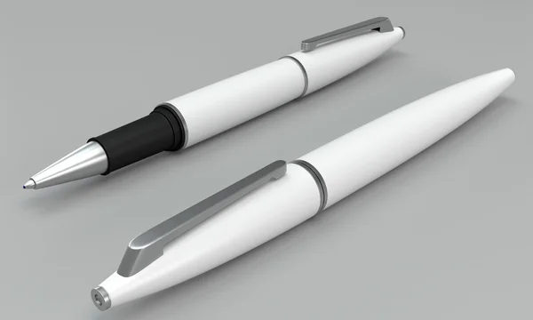 White ball pens mockup on bright bacground — Stock Photo, Image