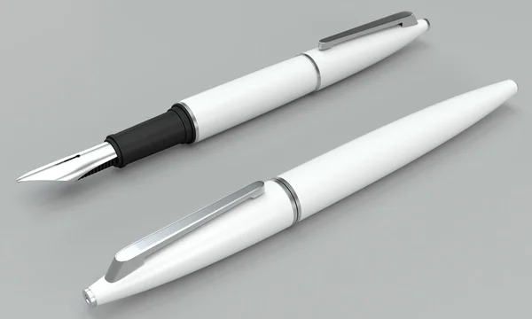 White fountain pens mockup on bright bacground — 스톡 사진