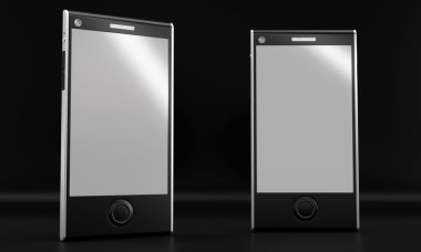 Smartphone mockup siyah arka plan üzerine. Önden Görünüm.