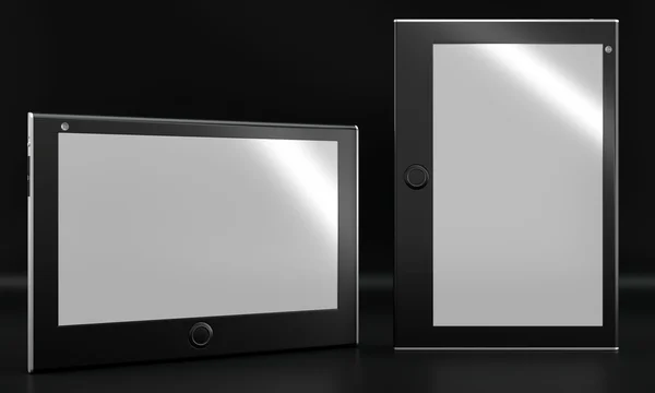 Mockup Tablet em fundo preto. Vista frontal . — Fotografia de Stock