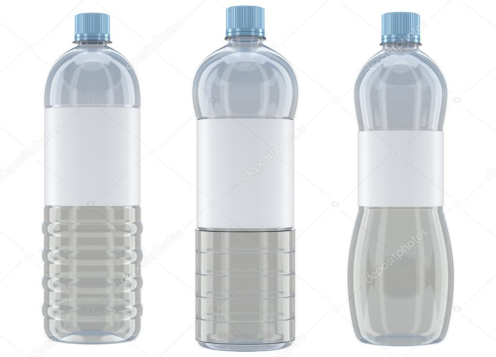 Plastic bottles mockup isolated on white background