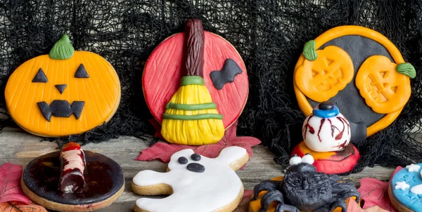 Primo piano dei biscotti d'arte di Halloween — Foto Stock