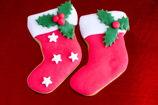 Two Christmas sock cookies — Stock Photo, Image