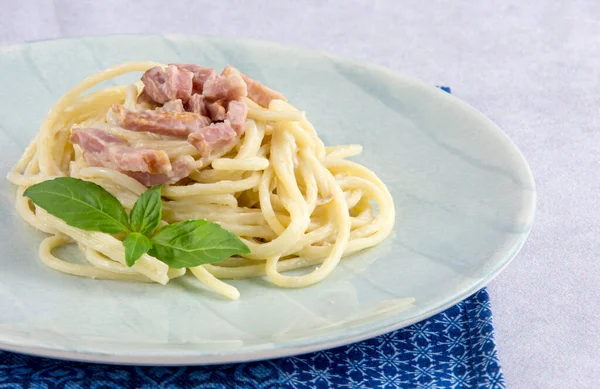 Spaghetti Carbonara Sauce Bacon — Stock Photo, Image
