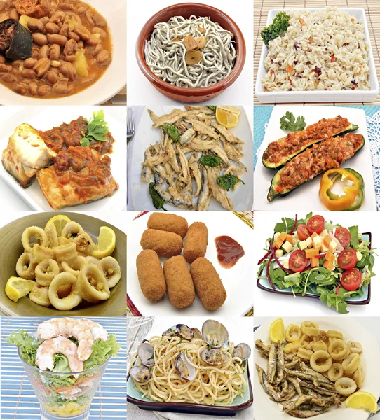 Collage aus gekochten Gerichten — Stockfoto