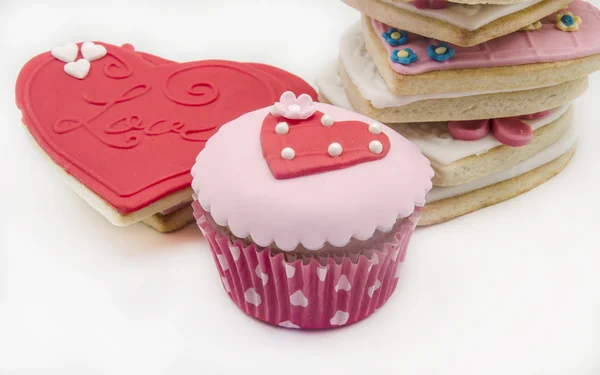 Smör cookiesn och cupcake — Stockfoto
