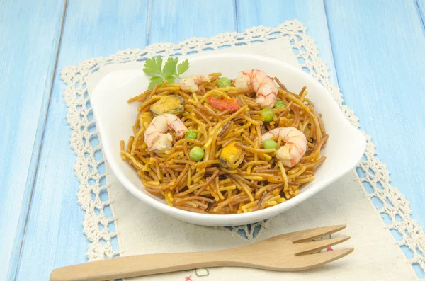 Tagliatelle ai frutti di mare — Foto Stock