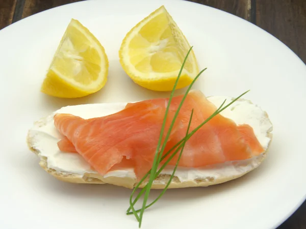 Appetizer of smoked salmon — Stock Photo, Image