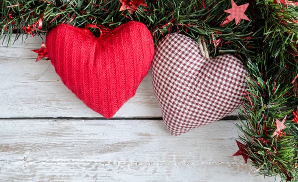 Christmas ornaments hearts — Stock Photo, Image