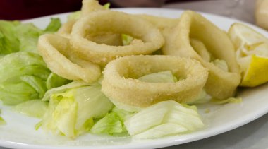 Kızarmış kalamar aperatif balık