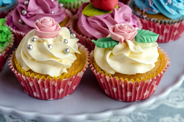 Cupcakes decorado colorido Imagens Royalty-Free