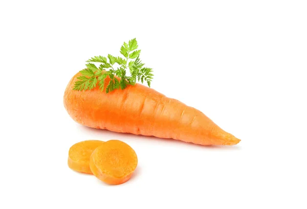 Fresh carrots with sliced and greens. — Stock Photo, Image