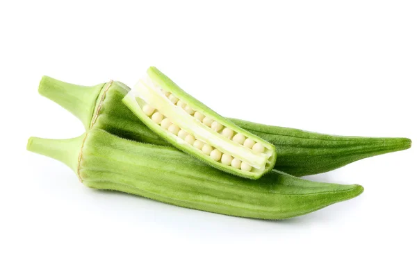 Friss okra elszigetelt. — Stock Fotó