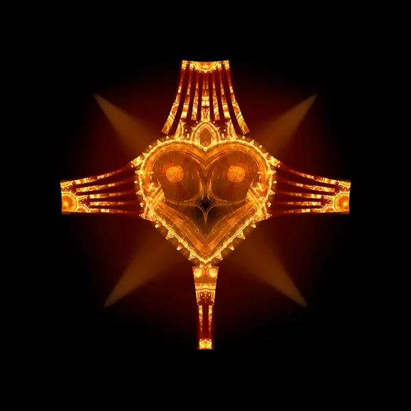 Золотое сердце креста — стоковое фото