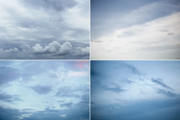 Sky with beautiful clouds. Four images. — Zdjęcie stockowe