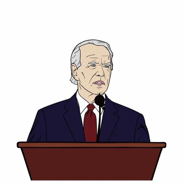 Verkiezing Verenigde Staten Joe Biden Toespraak Podium Vlak Ontwerp Vector — Stockvector