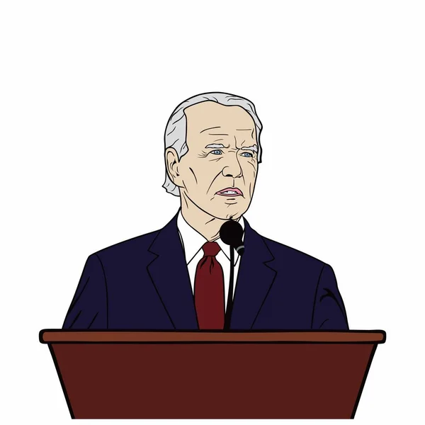 Eleição Dos Eua Discurso Joe Biden Pódio Projeto Liso Vetor — Vetor de Stock