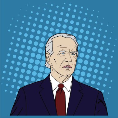 ABD Seçimi, Joe Biden Portresi, Düz Tasarım, Pop Art Design, Vector, Illustration. Washington