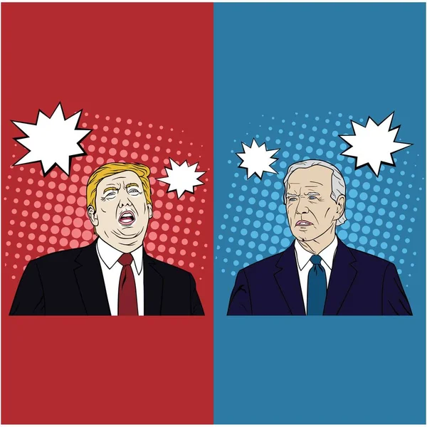 Volba Usa Joe Bidena Donalda Trumpa Debata Karikatura Plochý Design — Stockový vektor