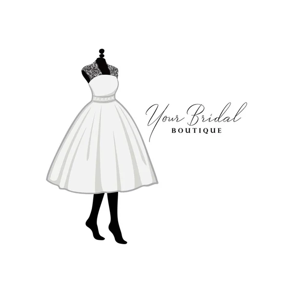 Schöne Schnürsenkel Kurzes Kleid Brautjungfernkleid Logo Vector Design Template — Stockvektor