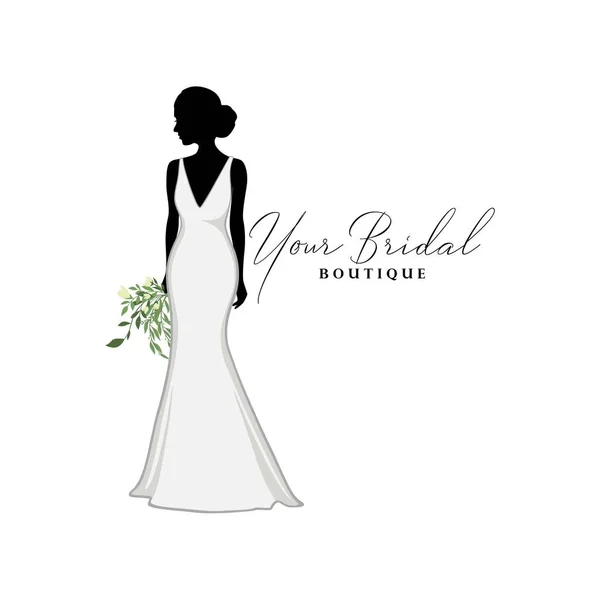 Vestidos Casamento Vintage Boutique Logo Vestido Dama Honra Logo Vestido — Vetor de Stock