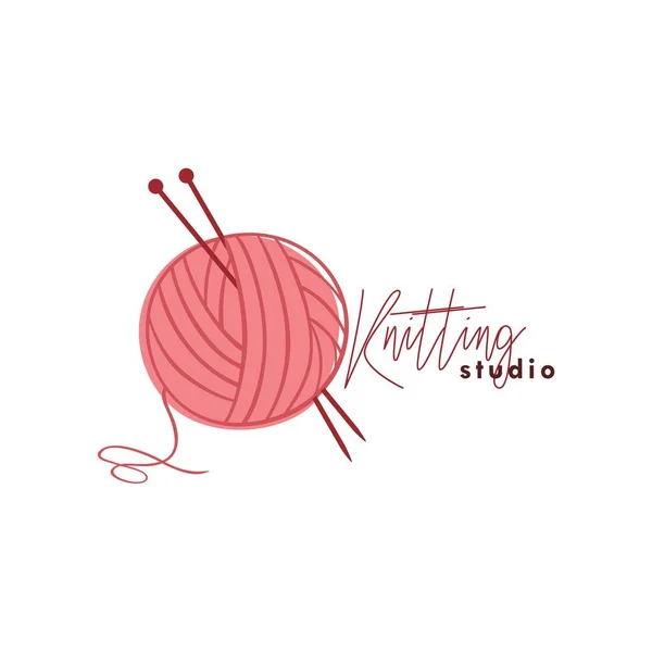 Knitting Studio Logo Needle Yarn Logo Simple Knitting Logo Vector — Stock Vector