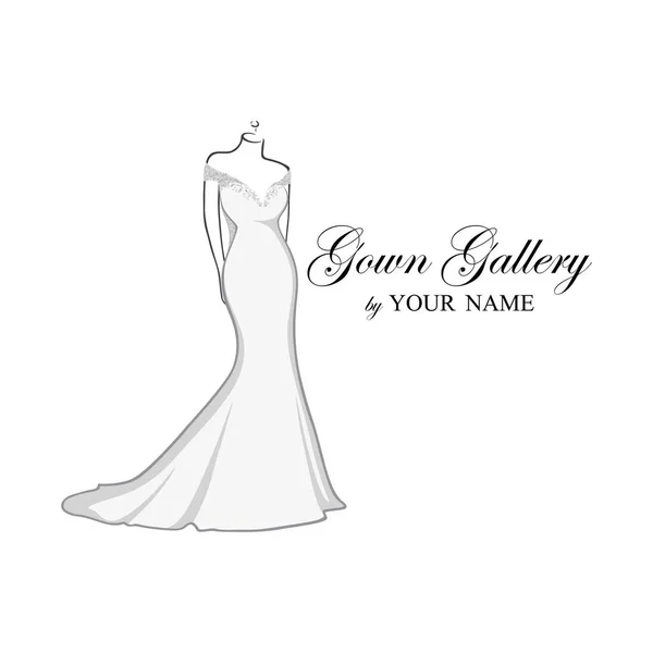 Beautiful Wedding Dresses Boutique Logo Bridesmaid Gown Logo Bridal Gown — Stock Vector