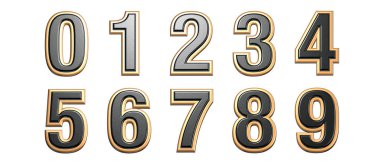 3d altın sayılar, metalik yazı tipi