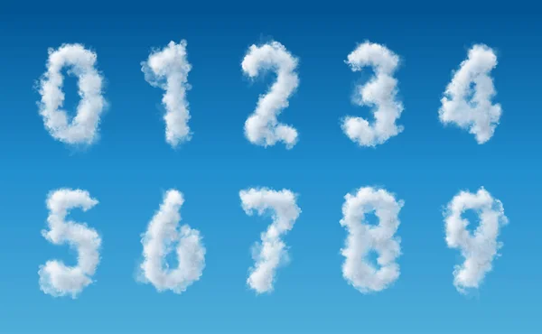 Облачные Числа Голубом Небе Творческий Алфавит — стоковое фото