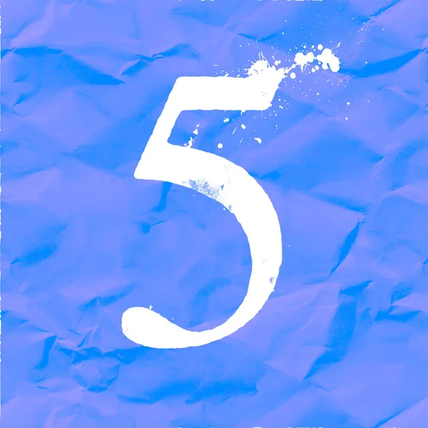 Serie Numeri Bianchi Sfondo Blu Cinque — Foto Stock
