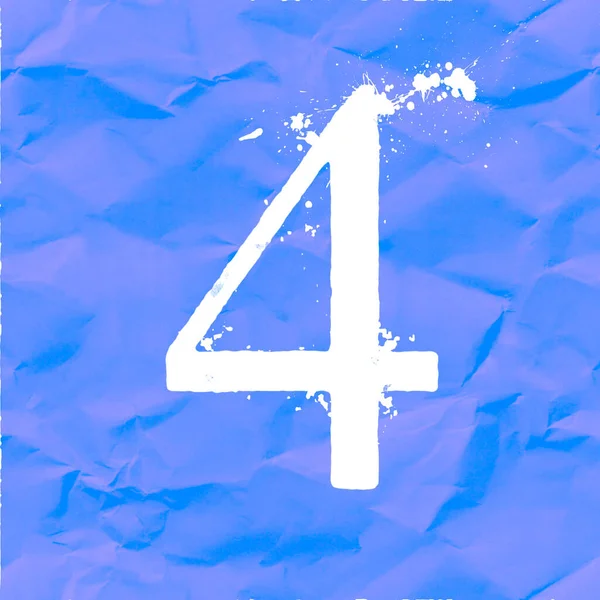 Set Numere Albe Fundal Albastru Patru — Fotografie, imagine de stoc