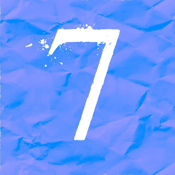 Σύνολο Λευκών Αριθμών Μπλε Φόντο Επτά — Φωτογραφία Αρχείου