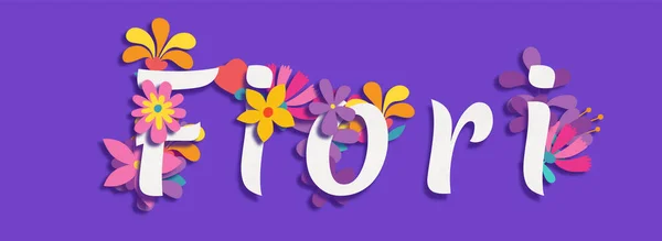Fiori Italian Word Flowers Creative Alphabet Violet Background — ストック写真