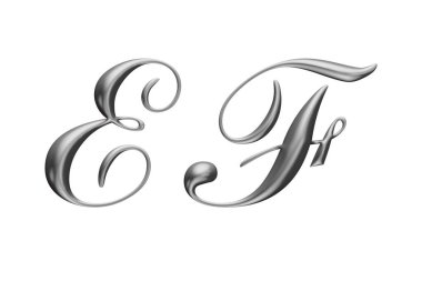 3d metalik alfabe, e harfi, 3d illüstrasyon, logo tasarımı