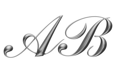 3 boyutlu metalik alfabe, b harfi, krom, 3 boyutlu illüstrasyon, logo tasarımı