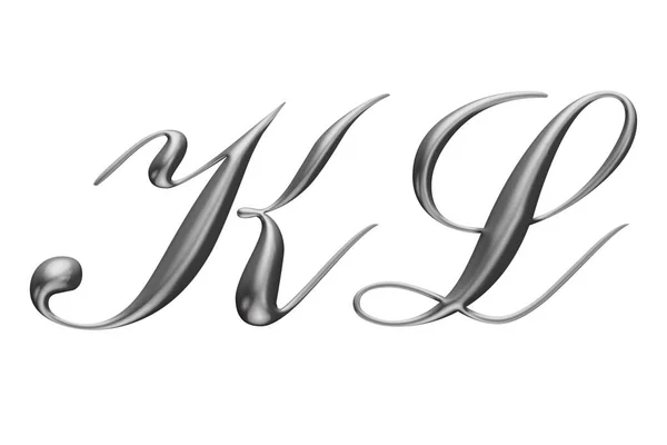3D金属アルファベット 文字K 3Dイラスト — ストック写真